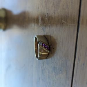Heavy 14k yellow gold ruby and diamond ring